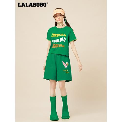 LALABOBO春季新品美式街頭復古蒸汽波大字母短袖T恤|CBCB-WSDT16