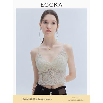 EGGKA春季修身小眾打底上衣蕾絲