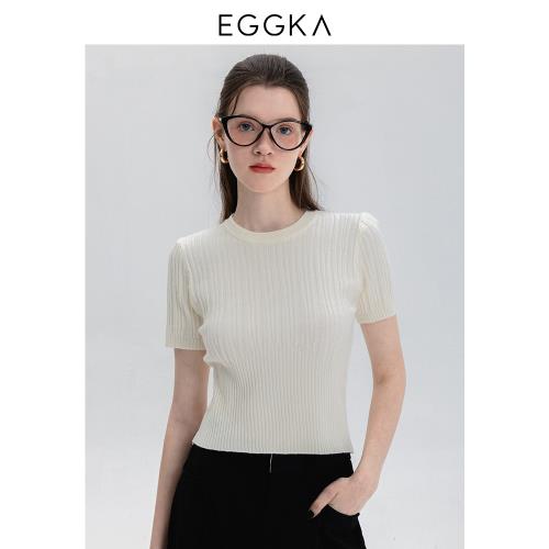 EGGKA簡約通勤打底上衣圓領短袖