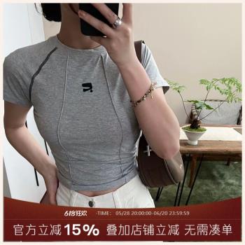 LOGO修身明線設計基礎短袖刺繡
