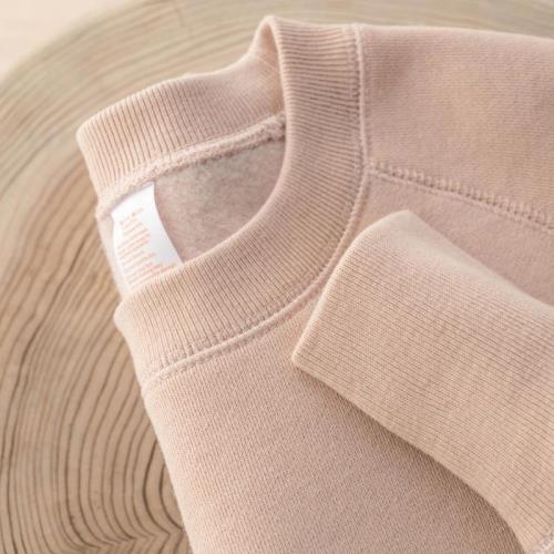 溫柔茱萸粉 380g加絨重磅櫻花粉圓領落肩袖衛衣女寬松淺粉色長袖