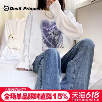 小眾炸街超火白色長袖t恤女oversize寬松韓版vibe風ins潮外穿上衣