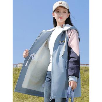 學生加絨外套中長款春秋風衣