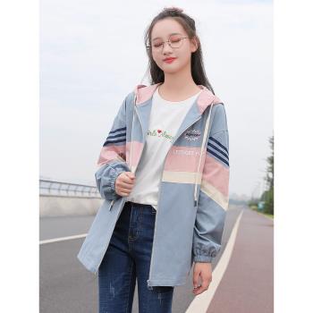 秋裝少女中長款上衣學院風外套