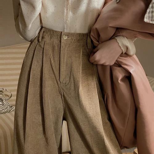 棕色小眾ins潮高街燈芯絨褲子