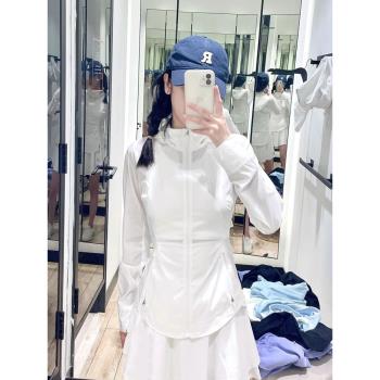 同款白色修身冰絲防曬衣女 2024年夏季新款輕薄連帽瑜伽服外套