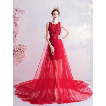 限時特價前短後長婚紗禮服蕾絲