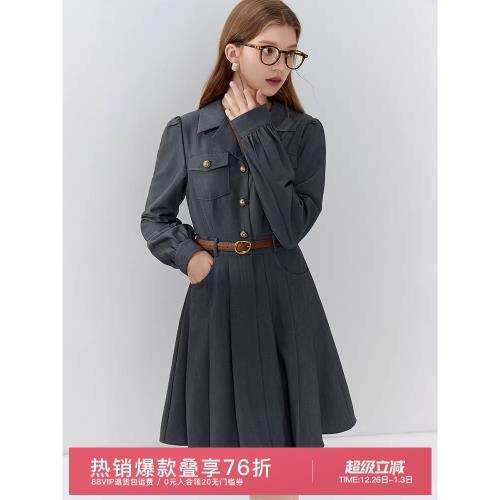 范思藍恩法式老錢風時髦感西裝連衣裙2024春季復古氣質百褶短裙女