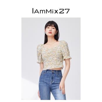 IAmMIX27法式立體碎花全棉襯衫