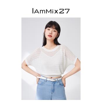 IAmMIX27圓領針織衫薄款鏤空套頭