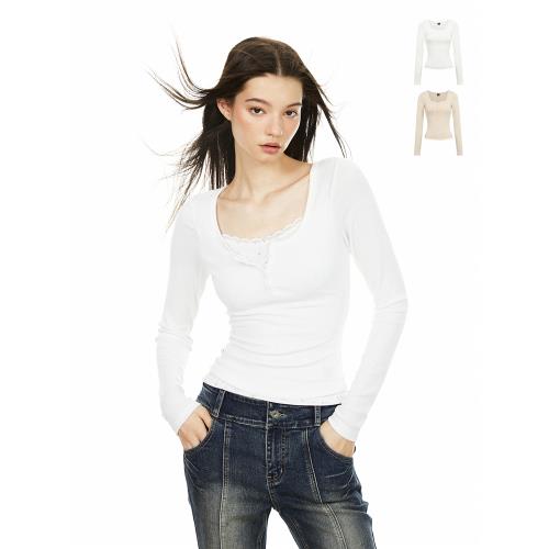 AE6604美式辣妹假兩件打底衫女秋冬修身碎花拼接長袖內搭T恤上衣