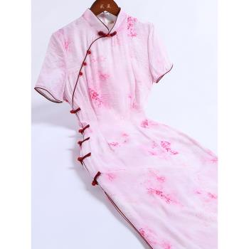 戚薇改良旗袍女夏年輕款少女2024新款中長平時可穿復古民國連衣裙