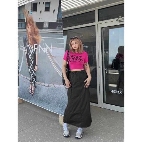 LTGIRL2024大碼美式工裝帥氣裙子高腰顯瘦夏日百搭半身裙工裝裙