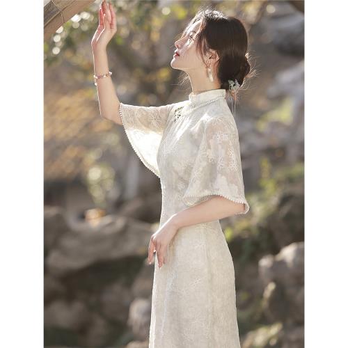 新中式年輕款奧黛旗袍新款2025氣質高級感女夏季日常顯瘦連衣裙裝