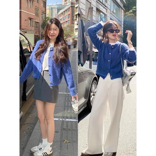 曾小咸 好穿不單調 韓版軟糯短款開衫外套女早春通勤百搭毛針上衣