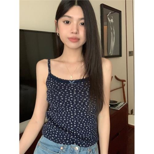純欲風辣妹碎花無袖吊帶背心女秋季2025新款修身顯瘦短款打底上衣