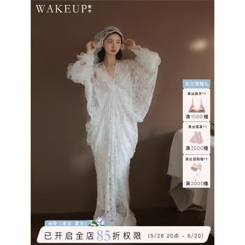 wakeup醒來原創蕾絲晨袍結婚禮服
