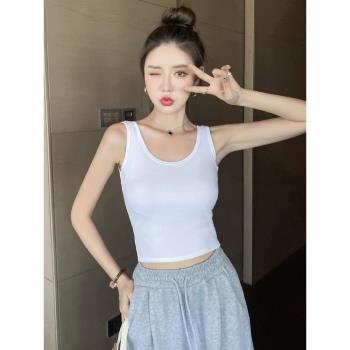 純棉小吊帶背心女夏西裝內搭打底無袖外穿ins潮露臍辣妹短款上衣