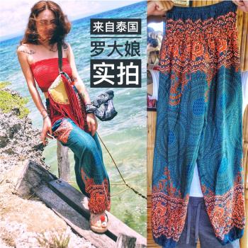 民族風高腰沙灘度假顯瘦燈籠褲