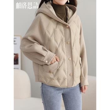 短款連帽羽絨內膽毛呢高階大衣