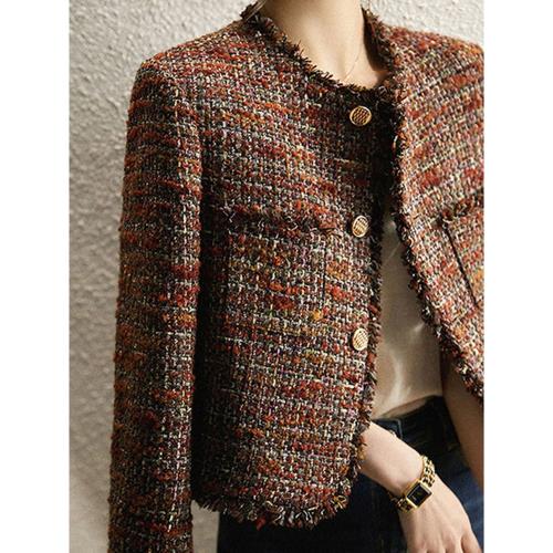 別致小香風外套女2025年春季新款時尚輕奢高級復古粗花呢短款開衫