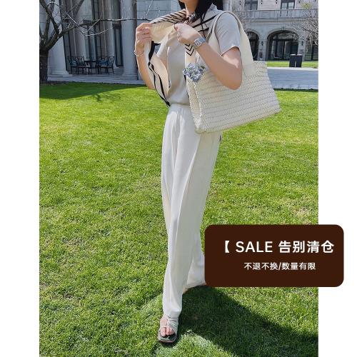 Syoo 顯瘦垂順大長腿 時髦灑脫有型寬松高腰休閑闊腿拖地褲女