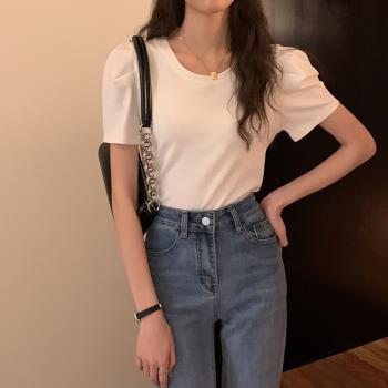 圓領顯瘦小眾設計感純棉短袖上衣
