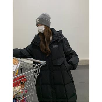 韓版中長款過膝防寒時尚羽絨服