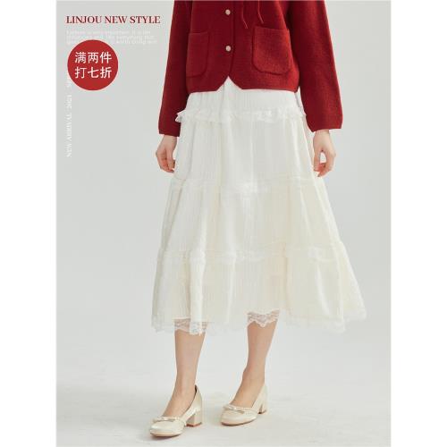 玲玖溫柔風春秋中長款網紗半身裙