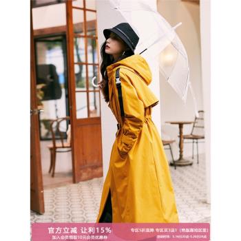 白鴨絨中長ins1308連帽風衣工裝