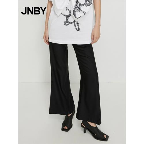 JNBY/江南布衣折扣春夏喇叭褲休閑垂墜感寬松復古黑色長褲通勤女