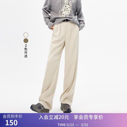 LILY優雅高腰款直筒闊腿休閑褲