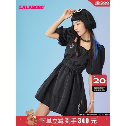 LALABOBO2024夏甜美泡泡袖方領法式連衣裙|L22E-WLZY31