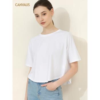 CANVAUS短袖夏季圓領休閑白色t恤