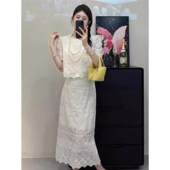 小香風刺繡鏤空長袖上衣禮服蕾絲