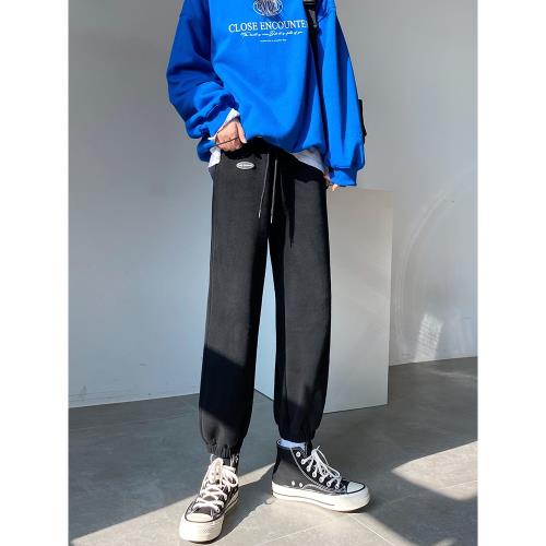 運動褲女2023新款秋冬加厚休閑小個子哈倫褲黑色大碼束腳加絨衛褲