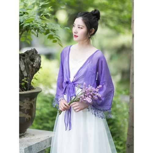 【5折】2025夏新品文藝復古短款連袖襯衫 古風系帶雪紡上衣女裝