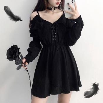 Women Dress Plus Size 4XL Lace Up Black Autumn 2020 Sexy Hig