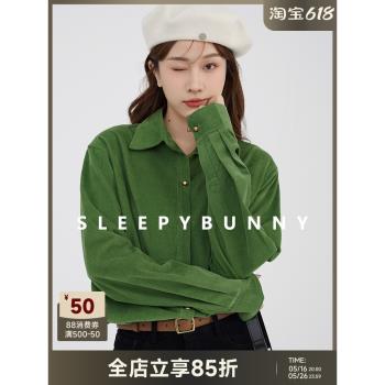瞌睡兔燈芯絨寬松加厚磨毛襯衫