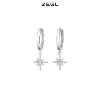 冷淡風ZEGL六芒星925純銀女耳環