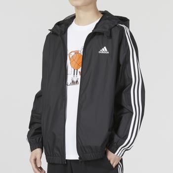 Adidas阿迪達斯外套男2024新款運動服休閑防風連帽上衣夾克IB0384