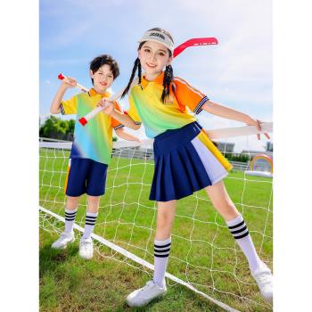 小學生校服夏季短袖短褲純棉班服運動服學院風畢業照幼兒園園服夏