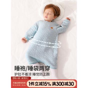 兒童睡袍秋冬寶寶睡衣冬季加厚嬰幼兒連體保暖衣純棉男童女童睡裙