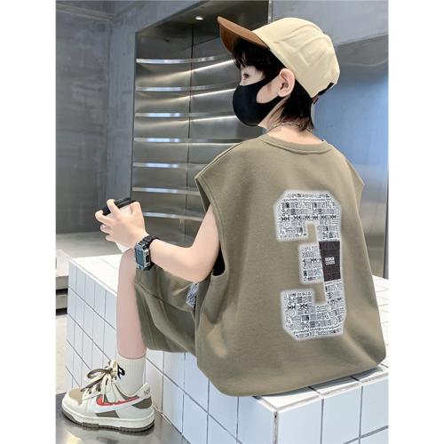 男童無袖夏裝套裝2025新款男孩夏季背心兒童夏款中大童運動籃球服