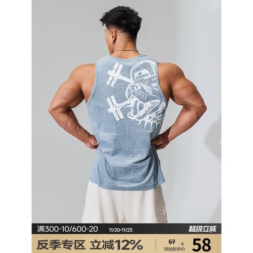 肌肉狗 運動背心男夏季新款美式工字無袖坎肩寬松訓練服健身衣服