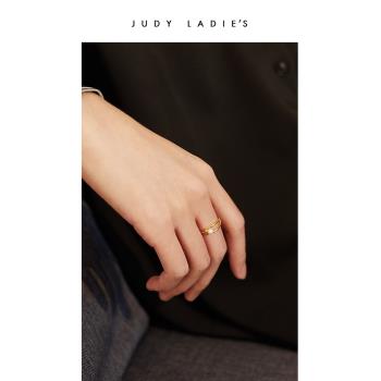 judy小眾設計18K珍珠戒指女輕奢冷淡風食指戒ins生日禮物送閨蜜