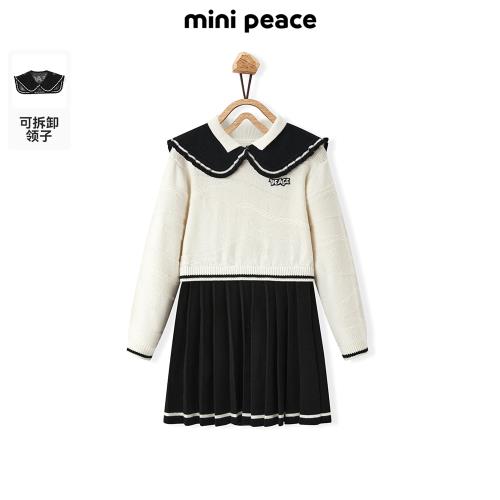 【時尚系列】MINIPEACE太平鳥童裝女童連衣裙冬季學院兒童毛衫裙