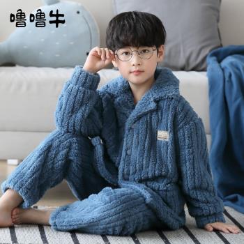 秋冬季珊瑚絨加厚中大童15歲睡衣