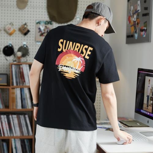 唐獅年夏季新款純棉短袖t恤男潮后背大印花寬松衣服體恤上衣