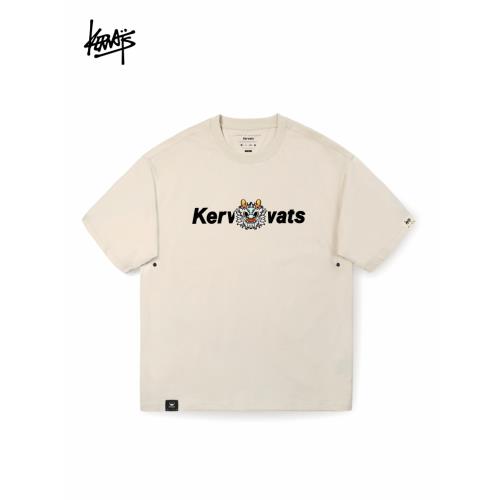 KERWATS可維斯品牌大碼男女情侶無性別龍頭英文印花落肩短袖T恤